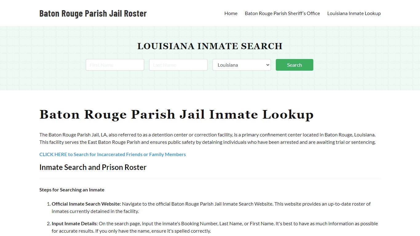 Baton Rouge Parish Jail Roster Lookup, LA, Inmate Search